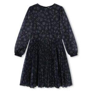 SONIA RYKIEL Black Heart & Star Print Pleated Dress